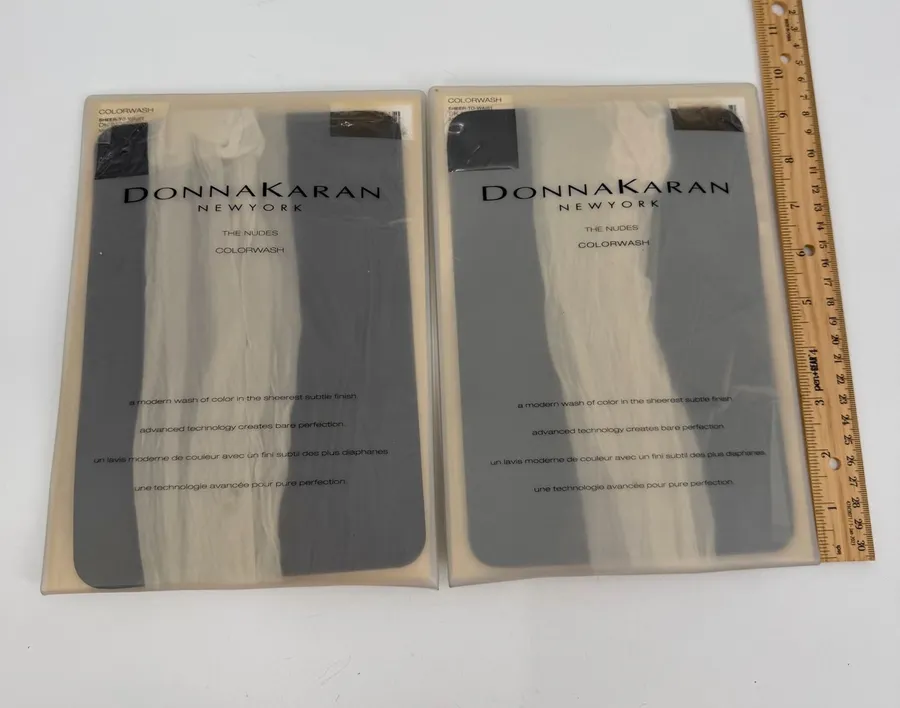 Donna Karen New York Pantyhose Medium Colorwash The Nudes 2 Pr VTG Dk Ivory A24