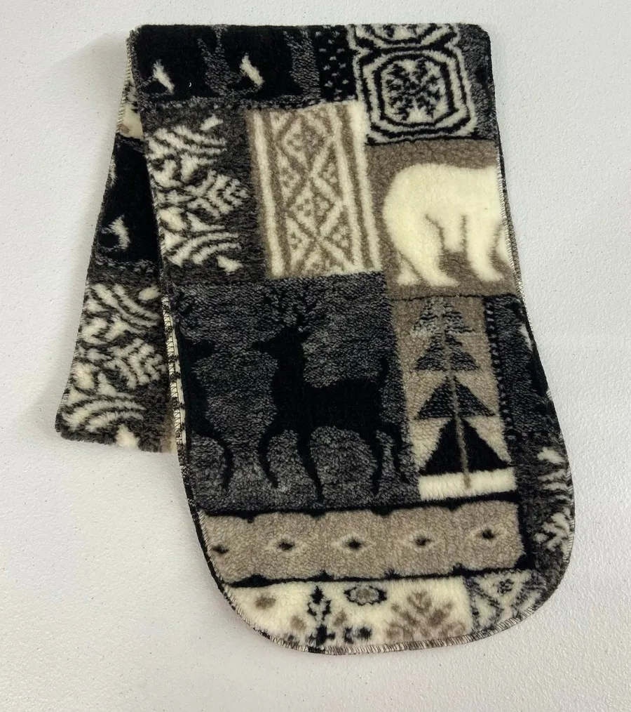 Vintage adult unisex soft fleece deer polar bear warm winter scarf accessories