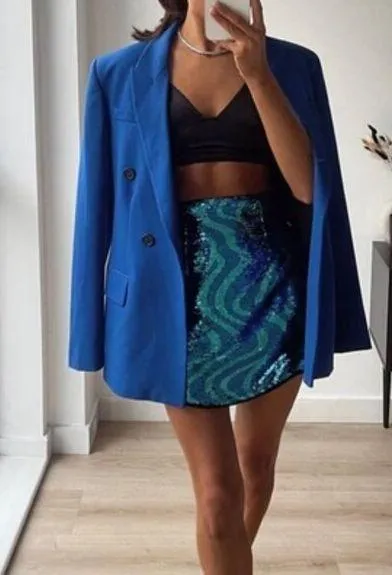 ๐ Blue Sequin Mini Skirt