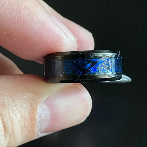 Blue silver dragon ring size 7