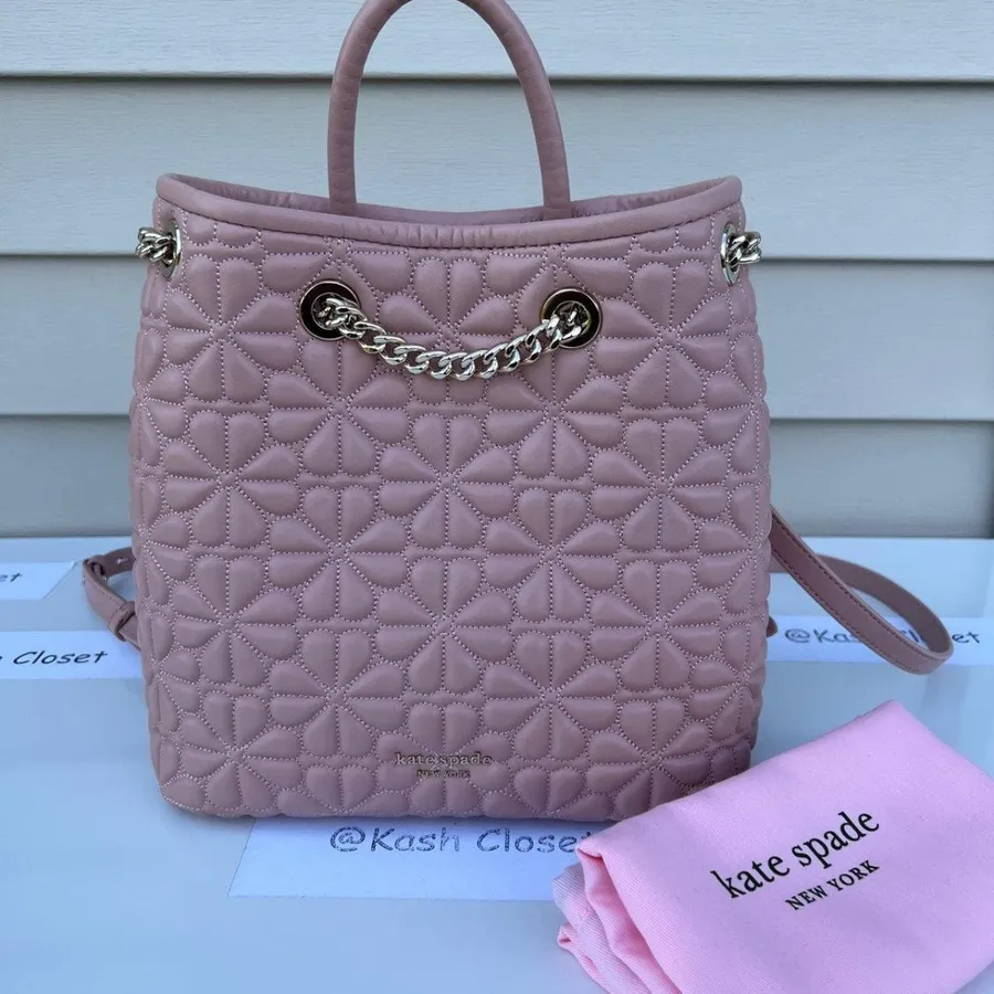 Kate Spade New York Pink Bloom Quilted Leather Backpack