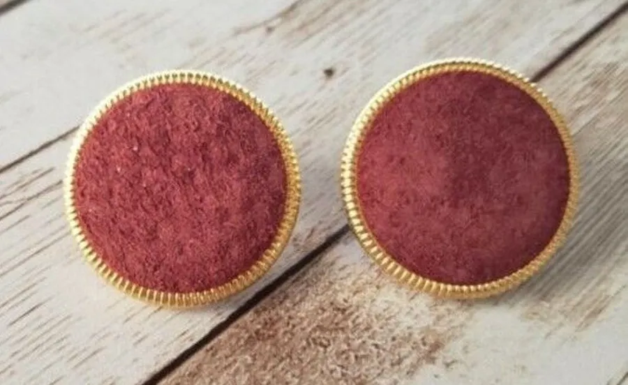Vintage Clip On Earrings Red with Gold Tone Halo Slightly Over 1"