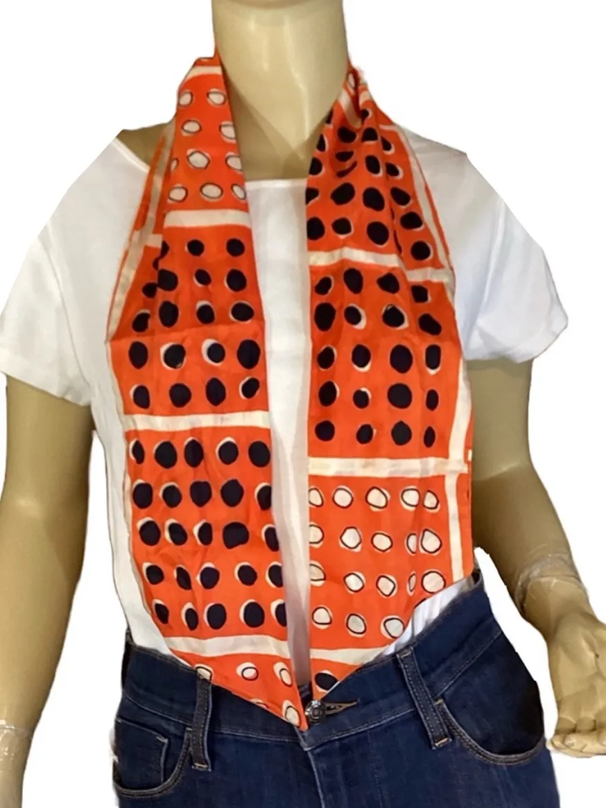 VINTAGE CIRCA 1960'S ORANGE, BLUE AND WHITE POLKA