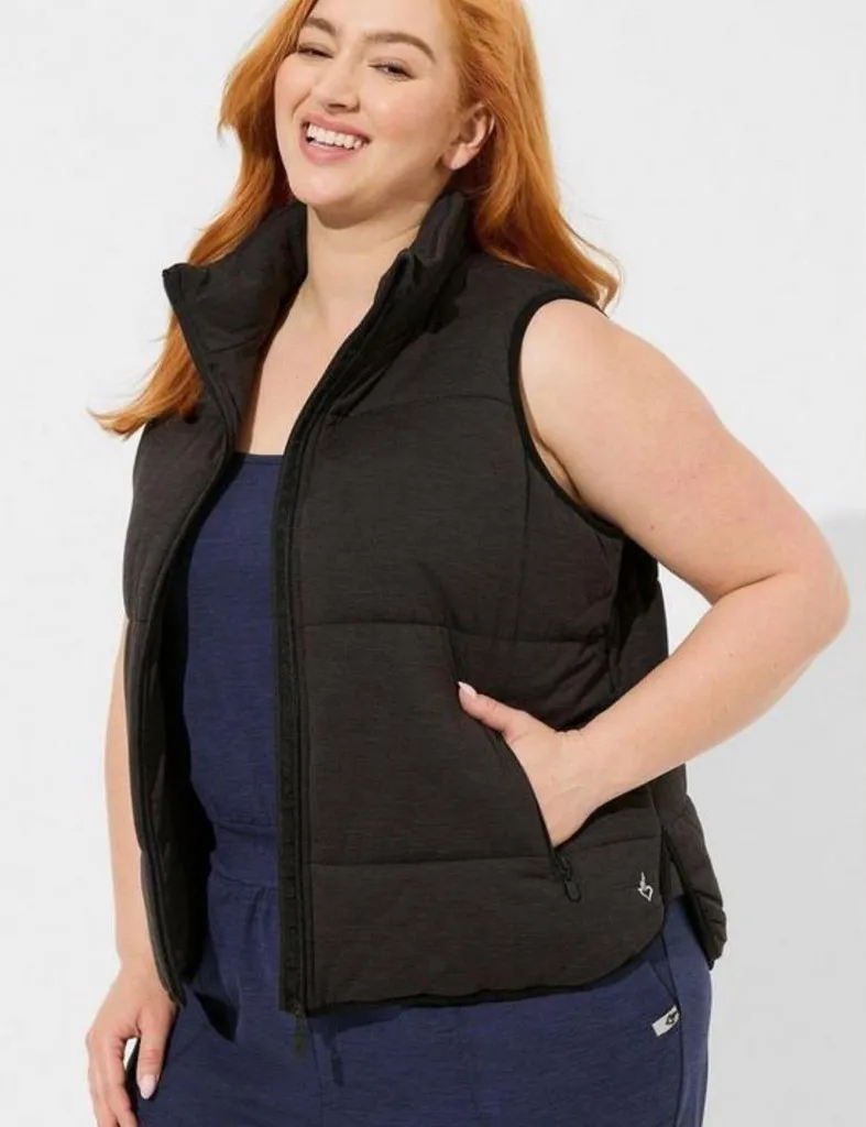 Torrid Super Soft Performance Jersey Knit Black Puffer Vest Plus Size 2X NWT