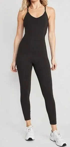 OLD NAVY | Active Powerchill Bodysuit Jumpsuit Go Dry Cami 7/8 Black Yoga | 2X