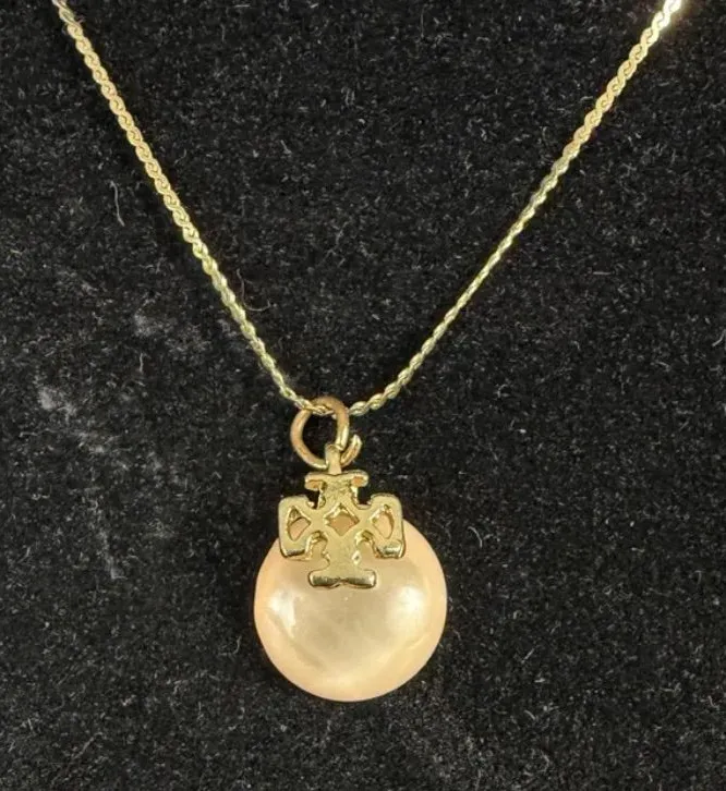 Vintage Tory Burch Gold Initial Disc Pendant Necklace