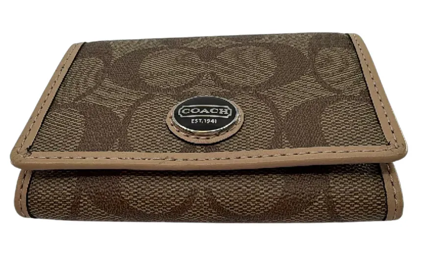 Coach Signature C 6-Ring Brown Coated Canvas Key Case