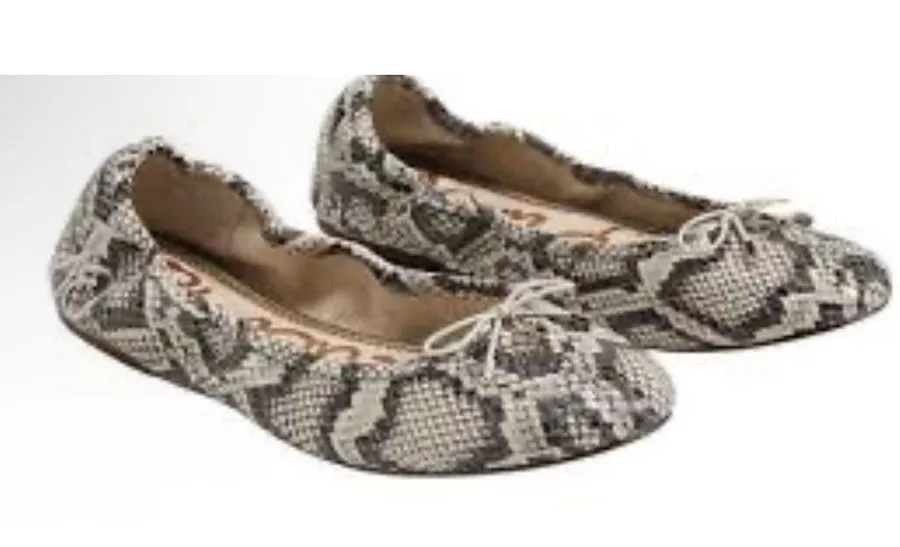 Sam Edelman Felicia Roccia Leather Snakeskin Ballet Flats Women's Size 7.5 Bow