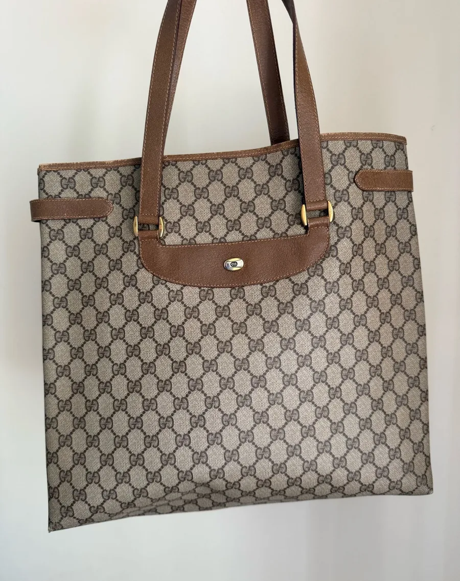 Gucci GG Tote Bag Canvas Leather