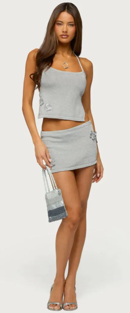 Edikted Teagyn Knit metallic skort medium