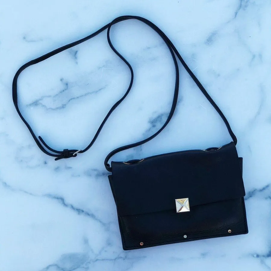 Valentino Rockstud women’s black leather shoulder bag