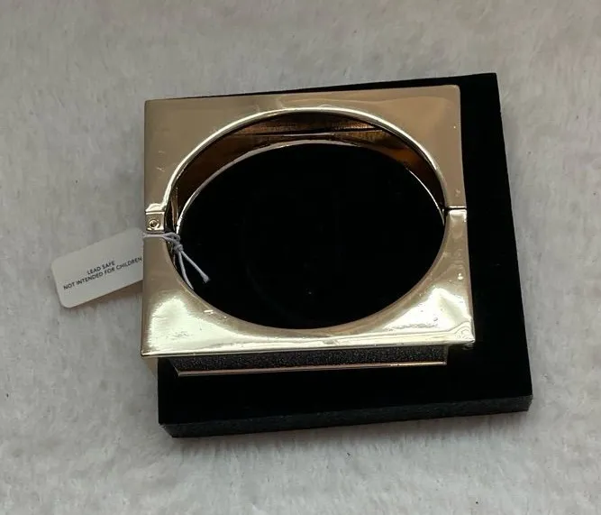 Gold and Black Rectangular Statement Bangle Bracelet