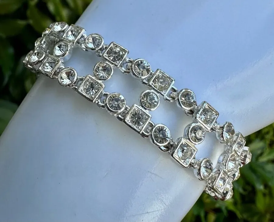 Silver tone rhinestone bracelet