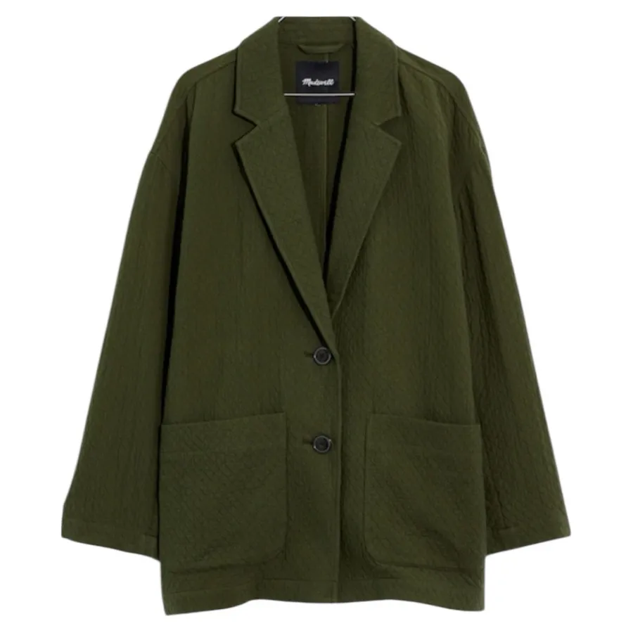 Madewell Textured Cotton Chore Blazer Jacket, Olive Green – Women’s Size M
