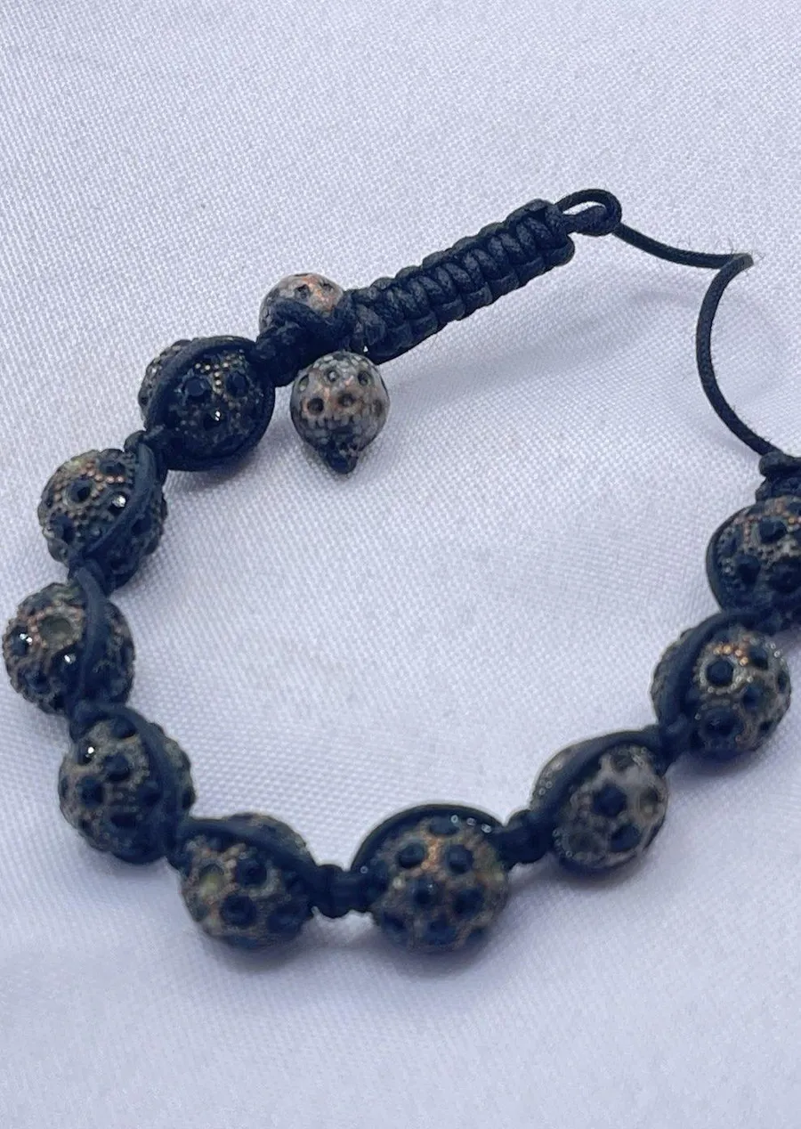 SPARKLING CRYSTAL BEAD BRACELET 10mm Shamballa Style Pave Disco Ball Hip Hop B33 Black