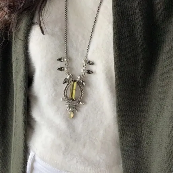 Stella & Dot Eclipse Pendant Silver and Yellow Pendant Necklace