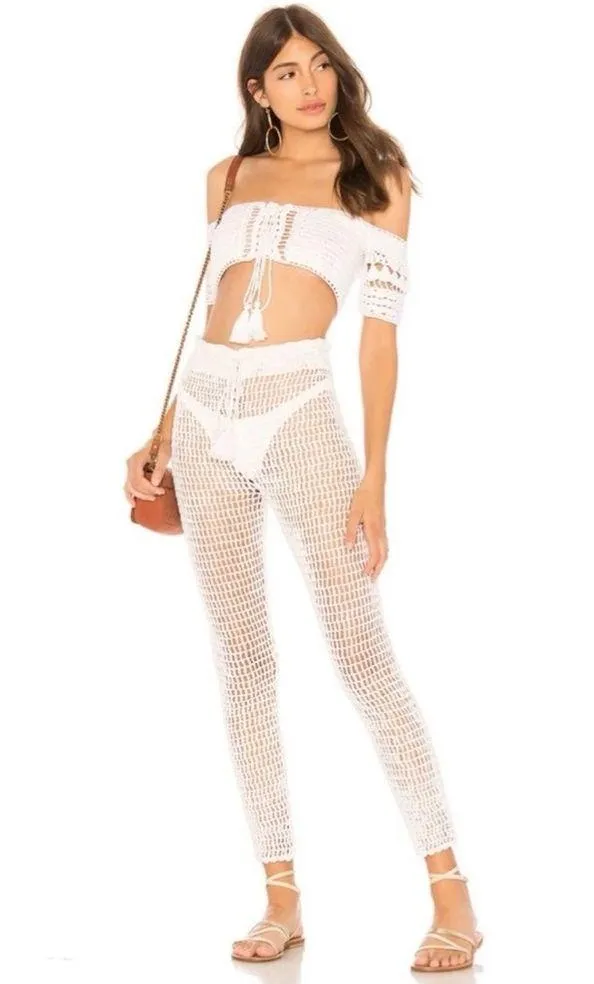 NWT MAJORELLE Hilary Crochet Pants in White