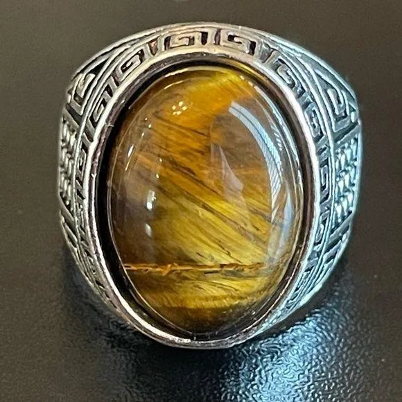 Tiger eye stone S925 silver ring size 8.75