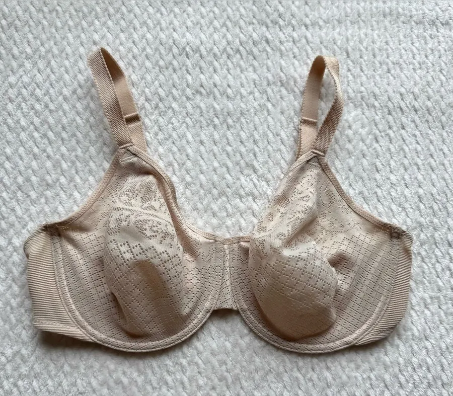Wacoal 857210 Visual Effects Minimizer Bra 38D Beige Nude Seamless Lace Comfort