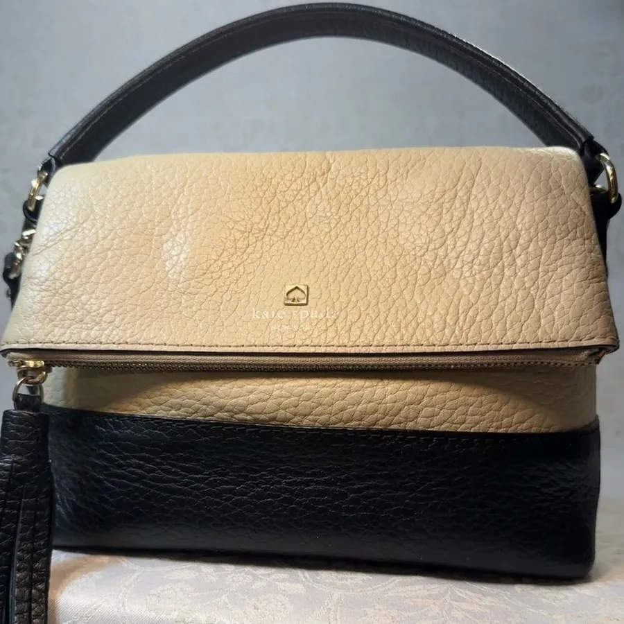 Kate Spade Southport Avenue Maria Ivory Black and Cream Crossbody Satchel Bag