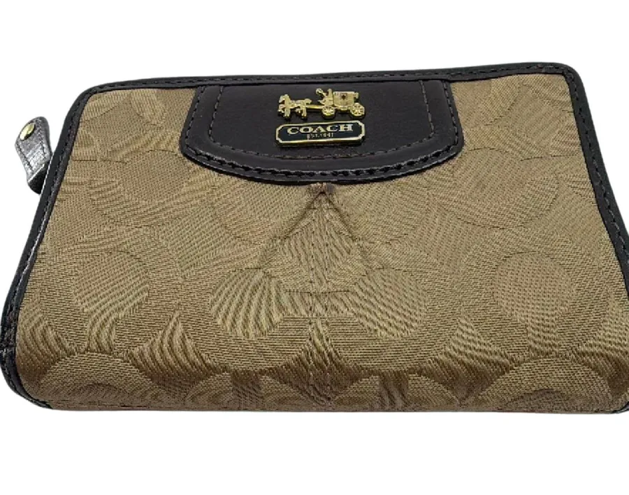 Coach Brown Signature Canvas Flap Wallet