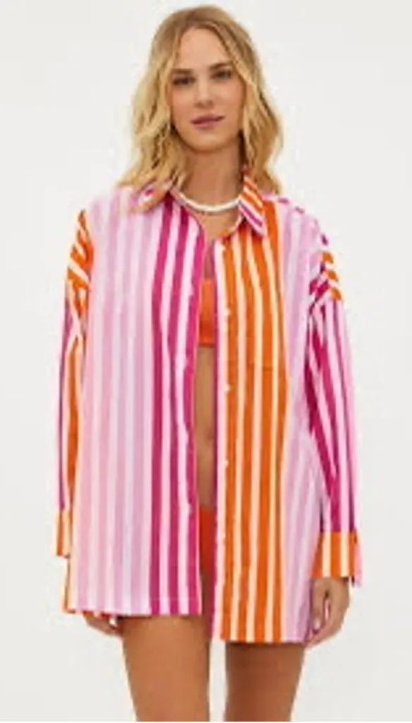 Beach Riot Alexa Top Bathing Suit Beach Cover Size L/XL Sunset Stripes