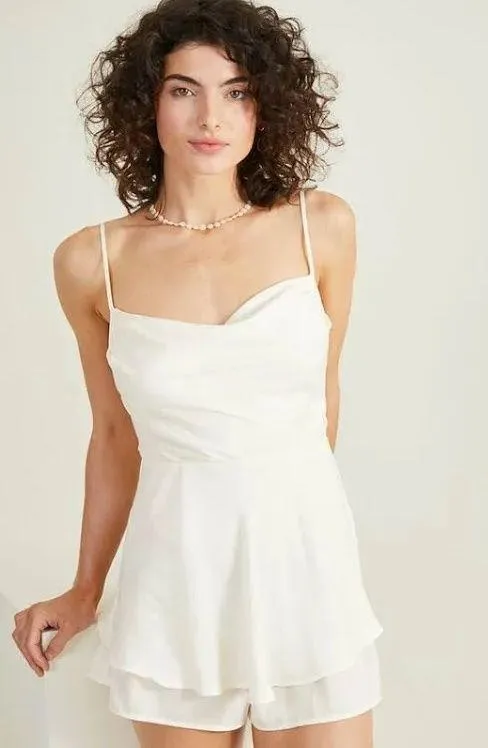 Altar'd State NWT Eloise White Satin Romper