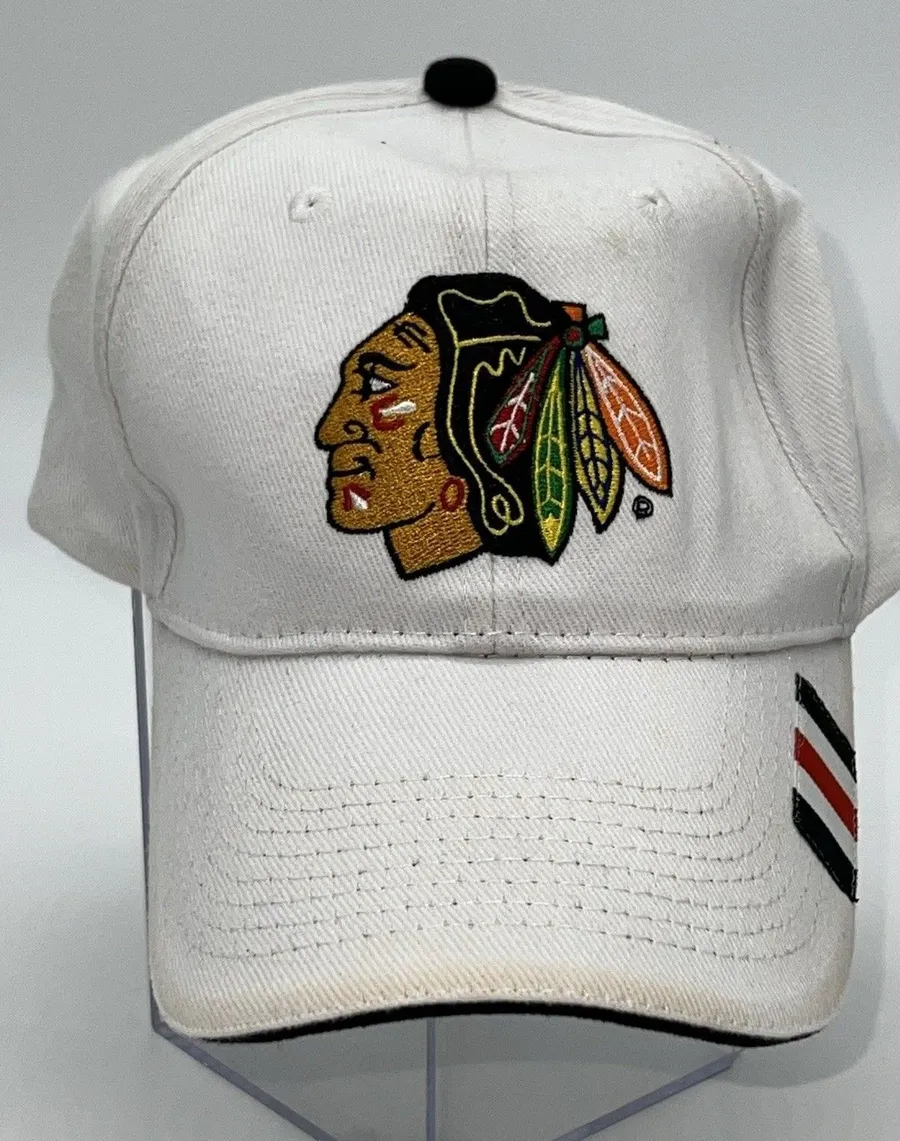Chicago Blackhawks Hockey AT&T Kick 10 White Cotton Baseball Style Trucker Cap