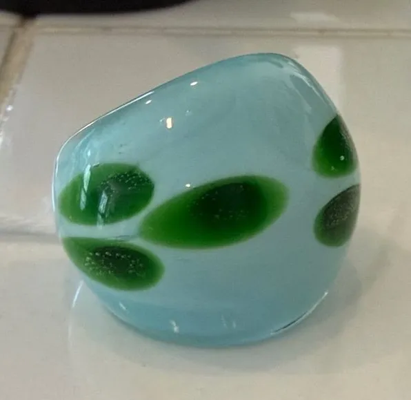 Elegant Green and Blue Glass Ring