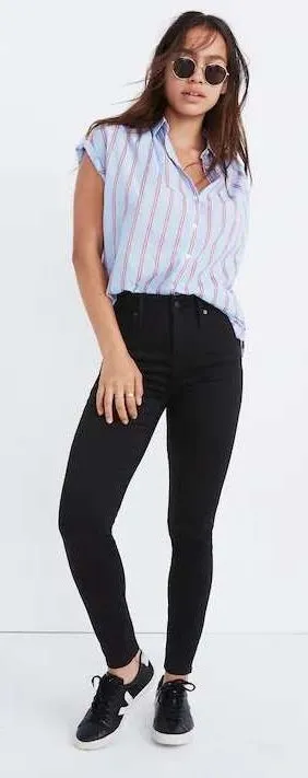 Madewell Curvy High-Rise Skinny Jeans Black Denim J1376 Womens Size 32