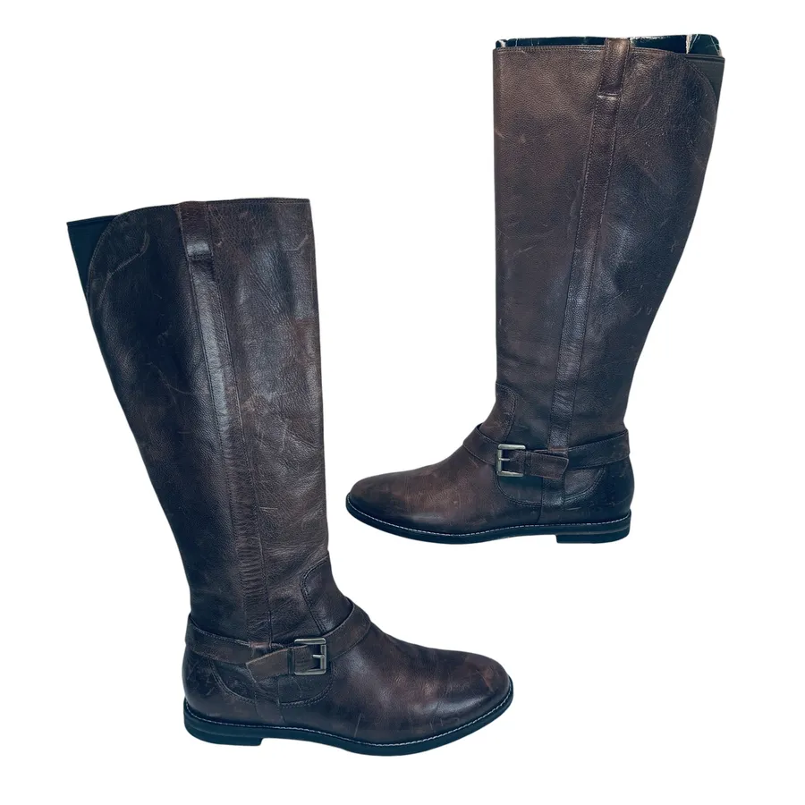 Cole Haan Nike Air Riding Boots Women's 7.5B Brown Leather Equestrian Chic