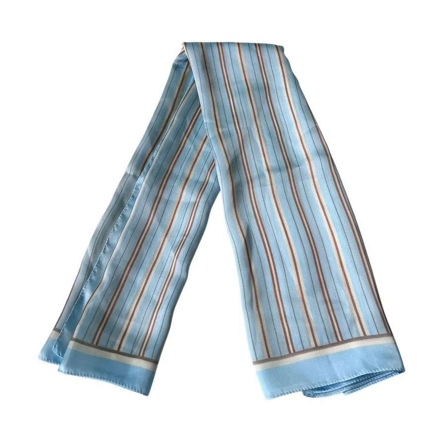 Cleobella Square Sky blue Brown Stripe Scarf 33x33