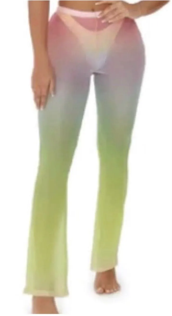 Women's Ombre Mesh Swim Coverup Pants - Pastel Green
