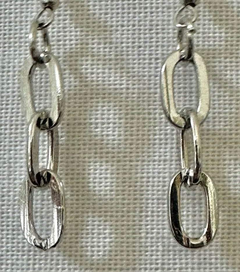 Silver tone link earrings