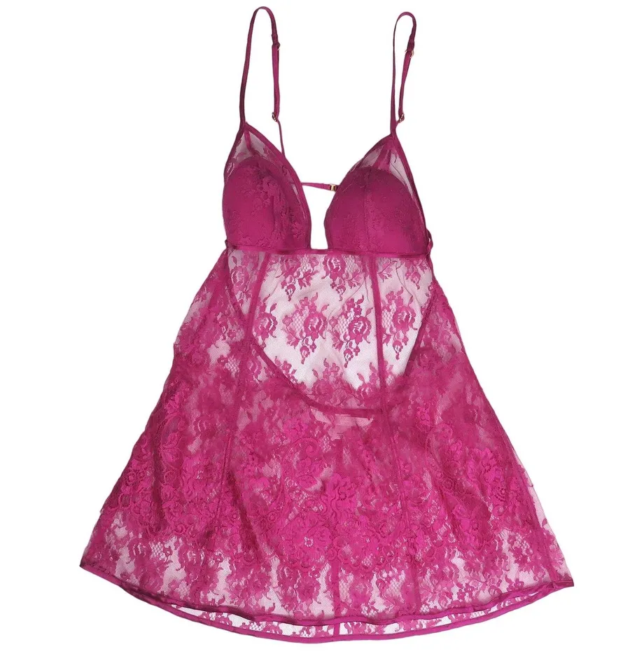 Victoria's Secret Very Sexy Lace Teddy Slip Raspberry Pink Small