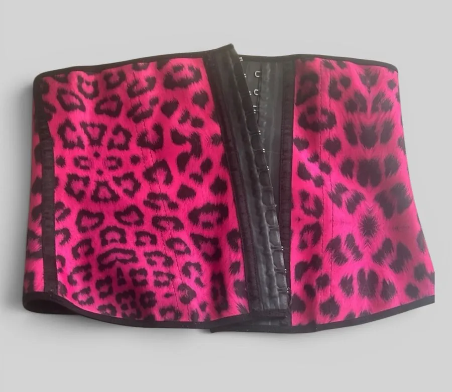 Ann Chery Hot Pink Leopard Print Waist Trainer adjustable mobwife coquette Size 42