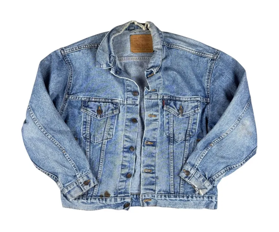 Vtg Levi's Denim Trucker Jacket Men's Medium USA 1992 Type III Style Distressed