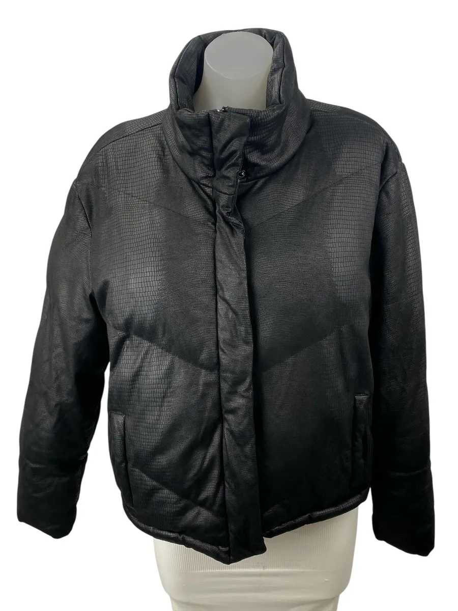BB Dakota Womens Black Quilted High Neck Long Sleeve Padded Puffer Coat Jacket M