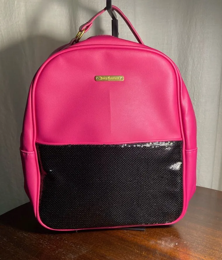 Juicy Couture Bright Pink Backpack with Black Sequin Pocket