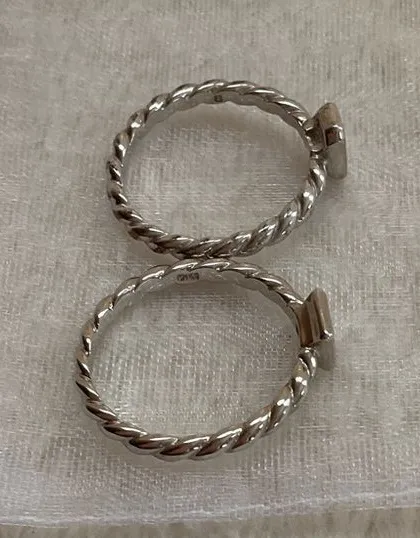 Twisted Rope Stacking Rings in Silver