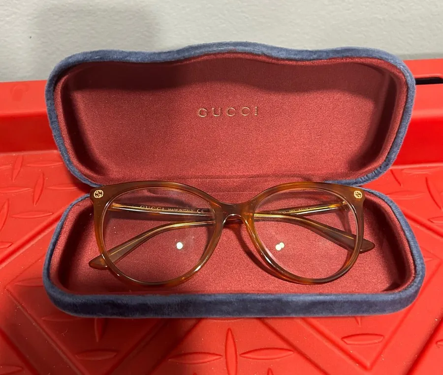 Gucci Women's Brown Tortoiseshell Optical Glasses in Branded Case frame and case