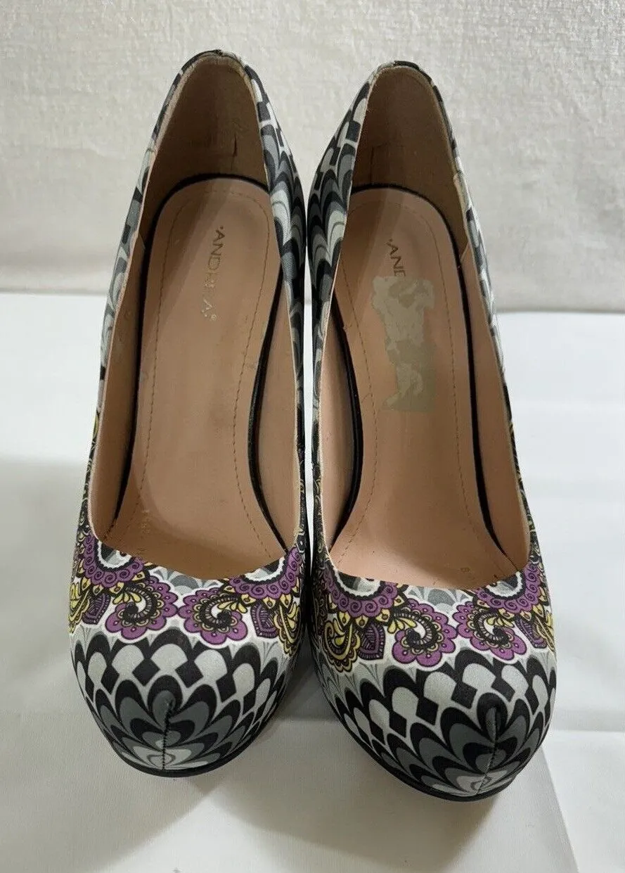 ANDREA Pink & Black 4” Heels Floral Sexy Pumps