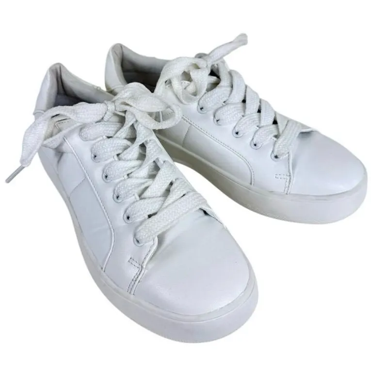 REPORT White Lace Up Platform Casual Sneaker Tennis Shoes Women's Size 8.5