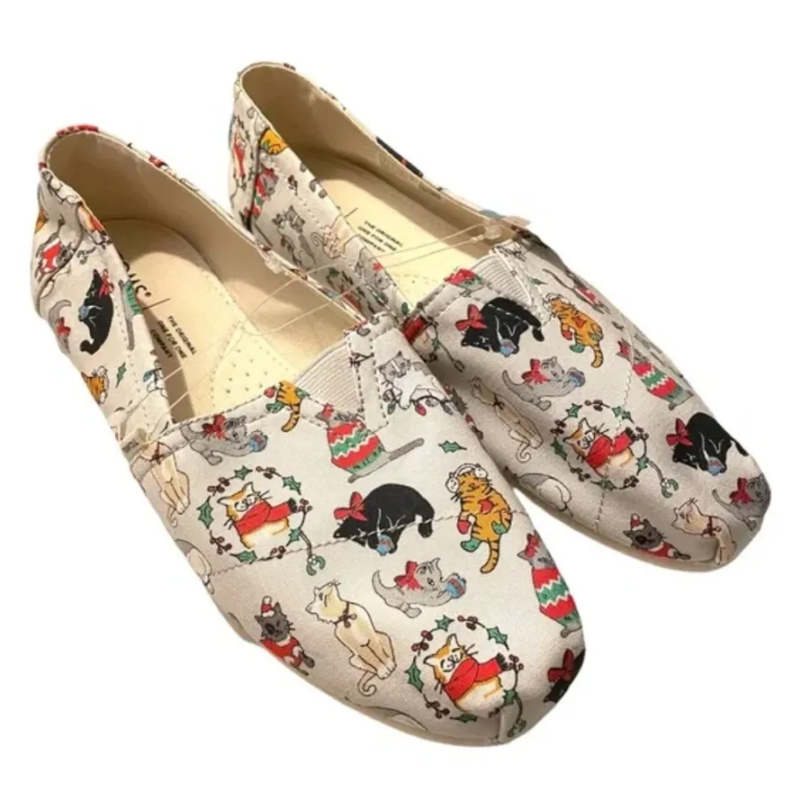 Toms Christmas Cats Shoes 7