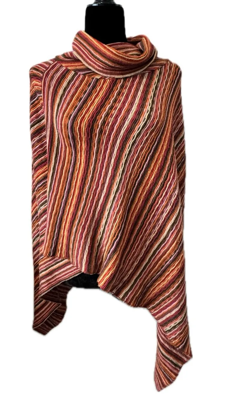 Big Buddha Striped Knit Shawl / Poncho – One Size