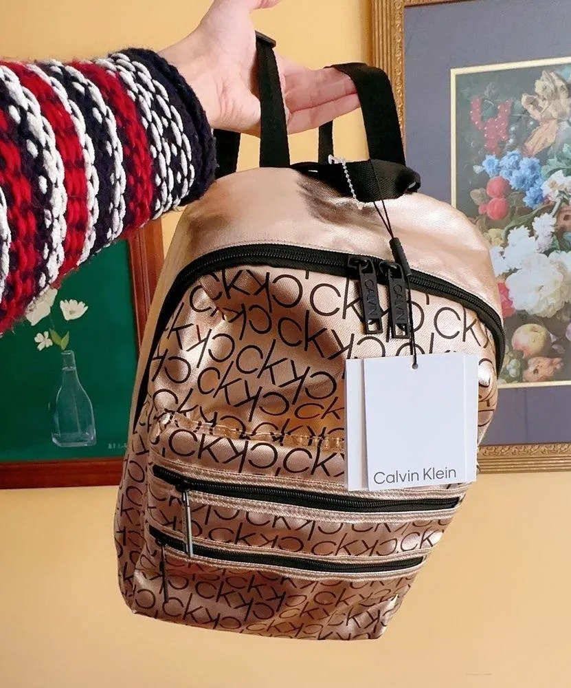 New Gold shinny tone Calvin Klein soft backpack NWT