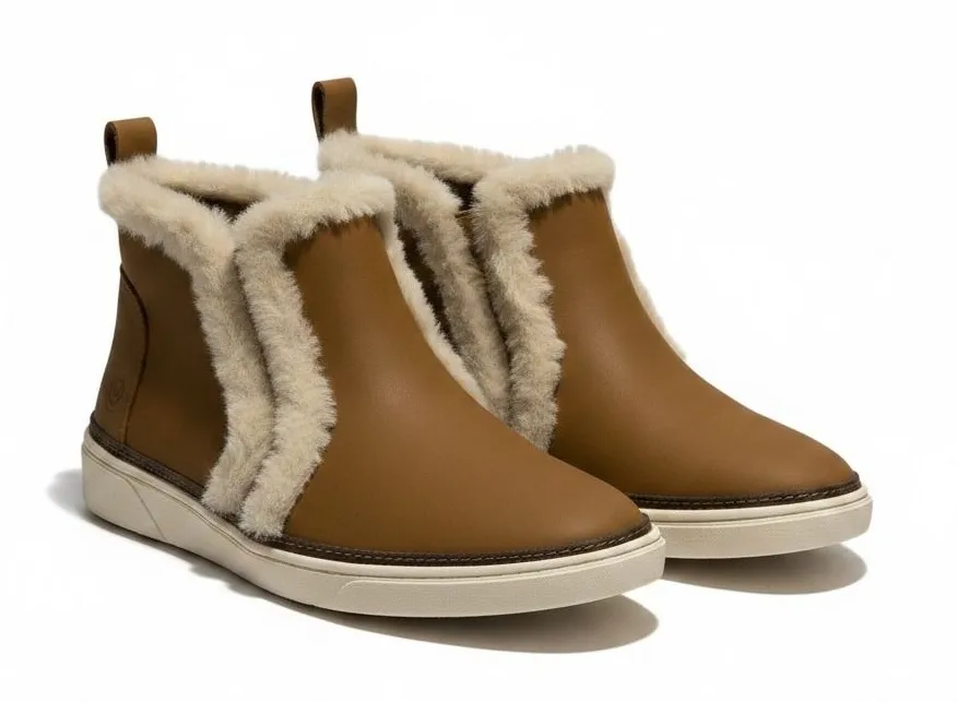 TOMS Women Brown Faux Shearling Trim Ankle Boots Slip On Sneaker Bootie 10018928
