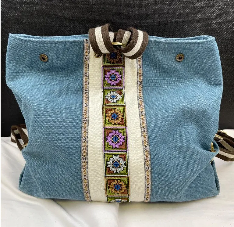 Women's Blue Denim Canvas Backpack SKU 3748