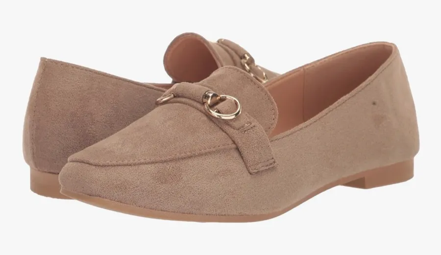 NEW YOKI Tan Faux Suede Loafer Flat 8