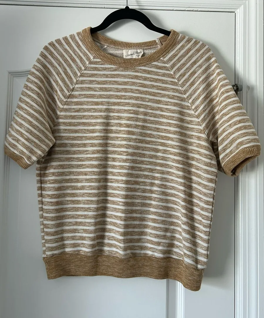 Universal Thread Short Sleeve Striped Sweatshirt Knit Pullover Top